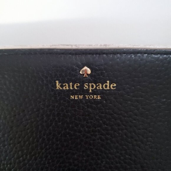 Kate Spade Black Pebbled Leather Wallet with White Trim - Picture 9 of 9